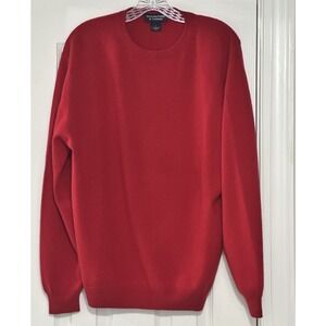 Roundtree Yorke 100% Cashmere Sweater Mens L Red Crew Neck Long Sleeve Pullover